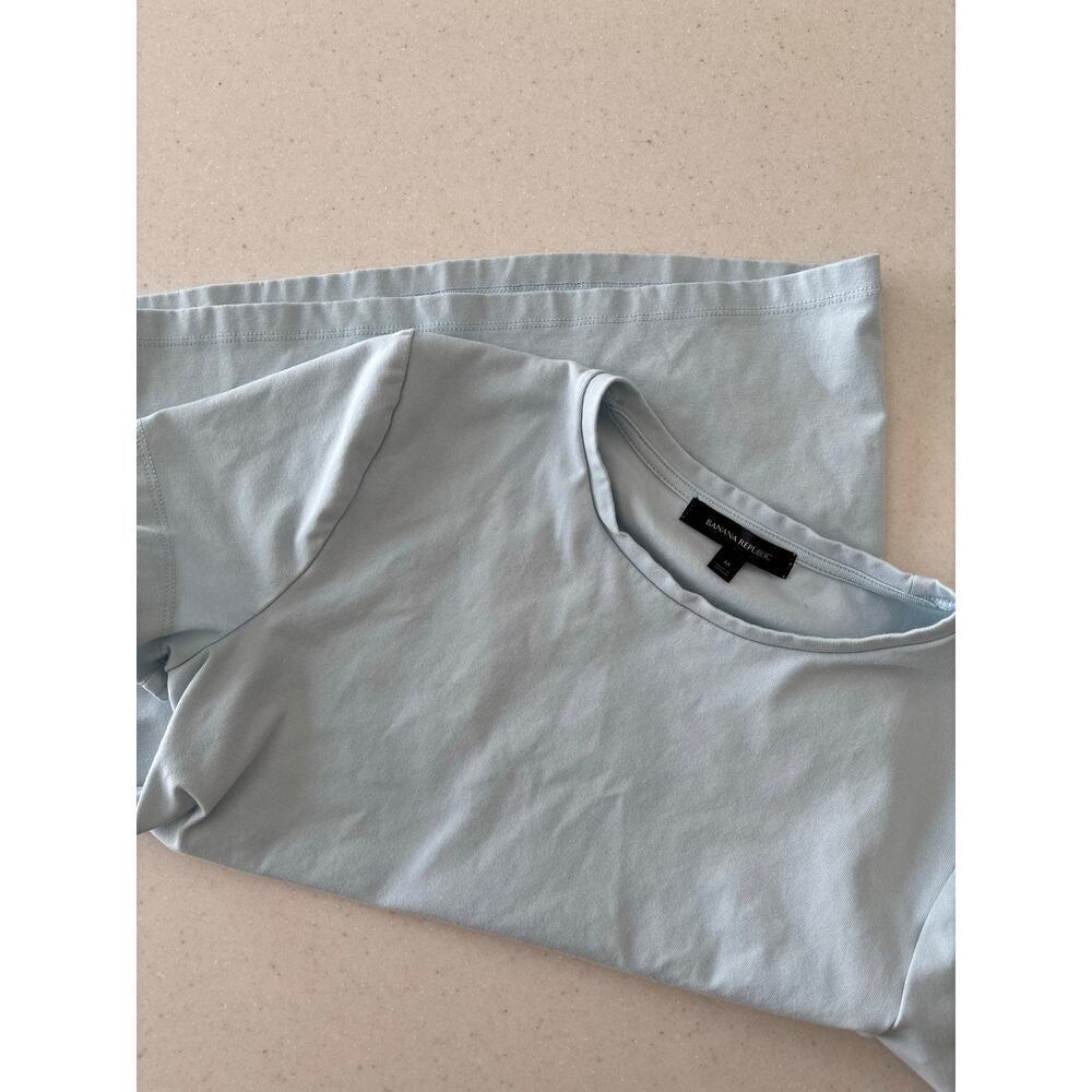 Banana Republic Women’s Light Blue Crew Neck Short Sleeve Stretch T-Shirt Size M - Picture 5 of 7